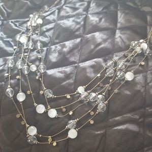 Grey/blue beaded layered necklace
